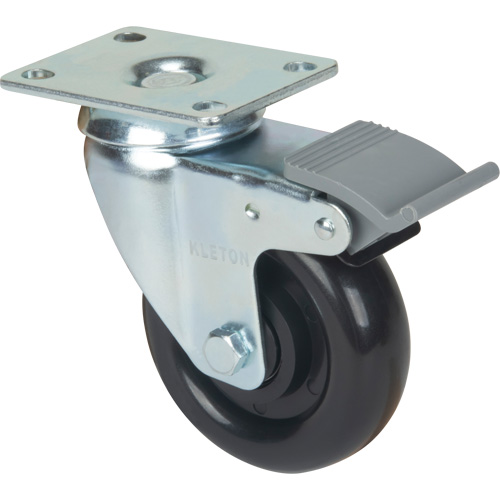 Roulette, Pivotant avec frein, 4" (101,6 mm), Polyol&eacute;fine, 250 lb (113,4 kg) Ontario Packaging