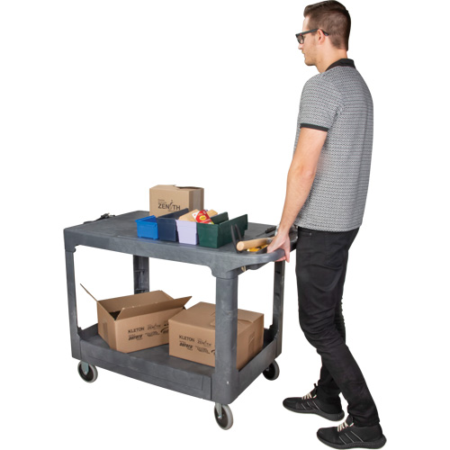 Flat-Shelf Utility Service Cart, 2 Tiers, 25-1/4" x 32-1/4" x 44", 550 lbs. Capacity Ontario Packaging