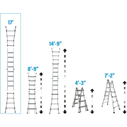&eacute;chelle t&eacute;lescopique multifonction, Aluminium, 300 lb, CSA calibre 1A Ontario Packaging