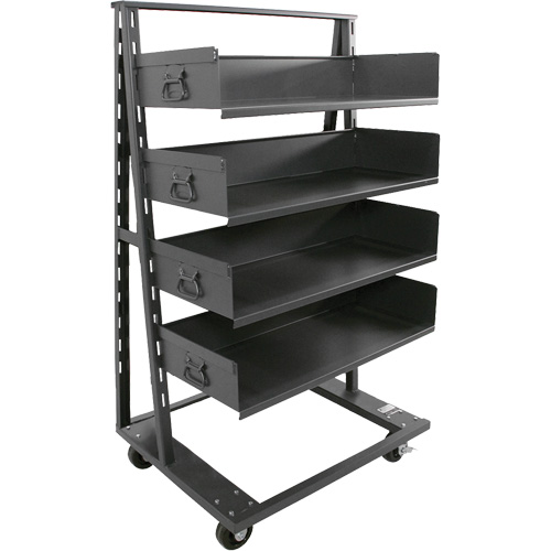 Single-Sided Heavy Duty A-Frame Cart with 4 Large Trays, 38" x 25" x 63", 2500 lbs. Capacity Ontario Packaging