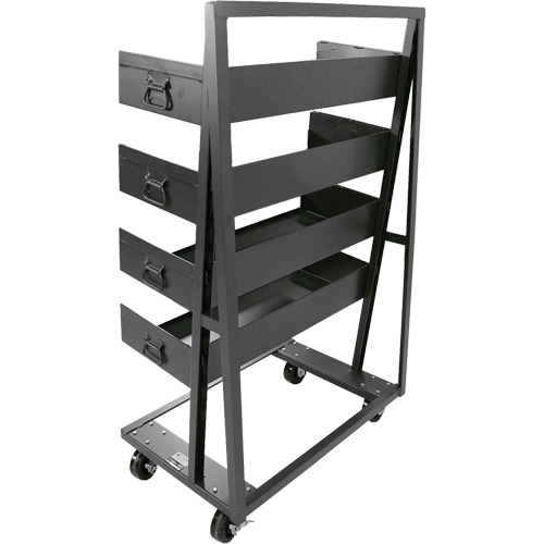 Single-Sided Heavy Duty A-Frame Cart with 4 Large Trays, 38" x 25" x 63", 2500 lbs. Capacity Ontario Packaging