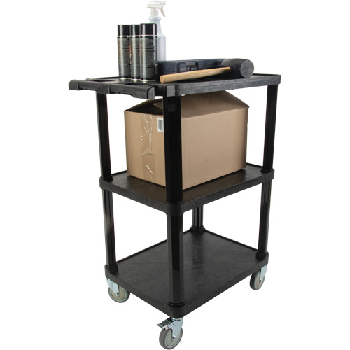 Utility Cart with Flat Shelf, 3 Tiers, 18-1/8" x 37-3/8" x 27-3/4", 330 lbs. Capacity Ontario Packaging