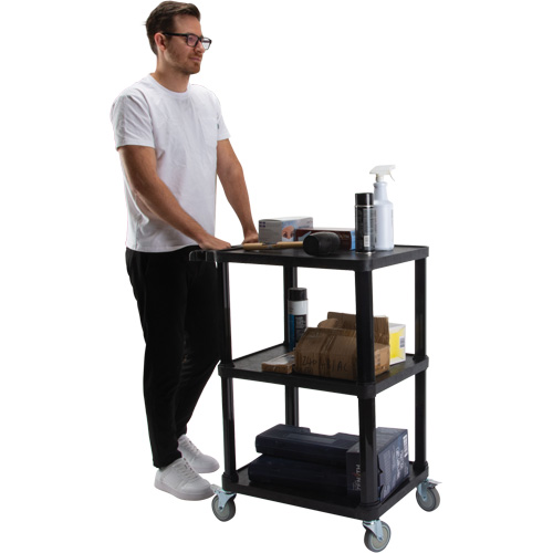 Utility Cart with Flat Shelf, 3 Tiers, 18-1/8" x 37-3/8" x 27-3/4", 330 lbs. Capacity Ontario Packaging