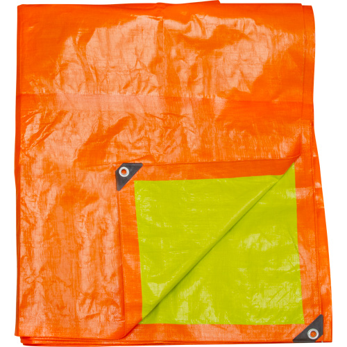 B&acirc;che tiss&eacute;e robuste haute visibilit&eacute;, Poly&eacute;thyl&egrave;ne, Vert/Orange, 16' x 20' x 12 mils Ontario Packaging