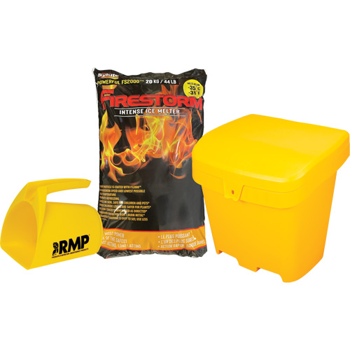 Firestorm Intense Ice Melter Kit with 56 Bags, Bag, 44 lbs. (20 kg), -32°C (-25°F) Melting Point Ontario Packaging