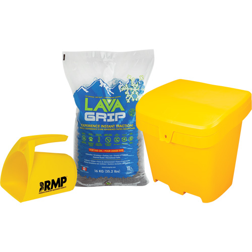 LavaGrip Traction-Aid Kit with 77 Bags, Container Size 35.3 lbs. (16 kg), Bag Ontario Packaging
