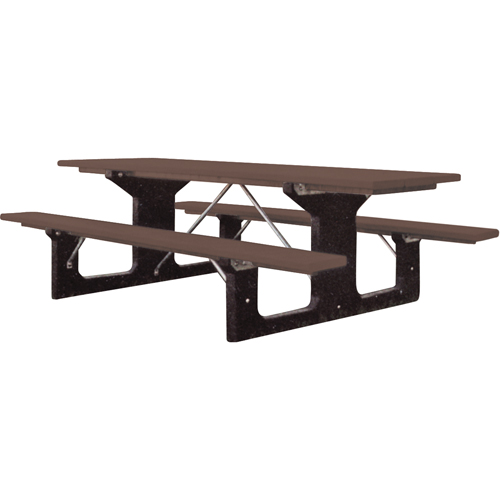 Tables de pique-nique en plastique recycl&eacute;, 6' lo x 61-1/2" la, Brun Ontario Packaging