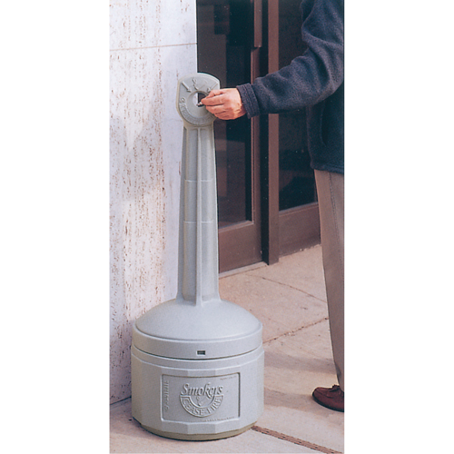 Smokers Cease-Fire&reg; Cigarette Butt Receptacle, Free-Standing, Plastic, 4 US gal. Capacity, 38-1/2" Height Ontario Packaging
