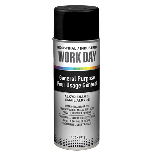 Peinture industrielle Work Day, Noir, Tr&egrave;s mat, 10 oz, Canette a&eacute;rosol Ontario Packaging