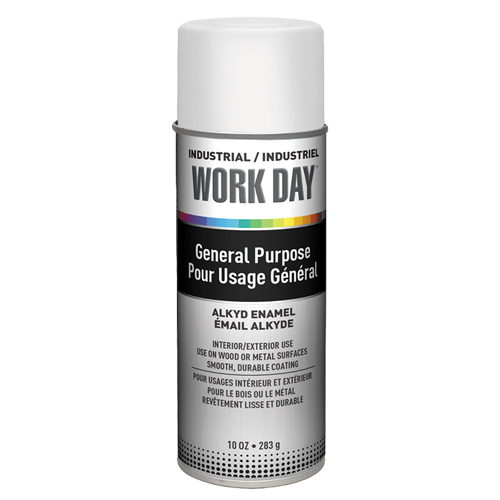 Industrial Work Day Paint, White, Very Flat, 10 oz., Aerosol Can Ontario Packaging
