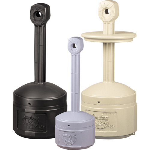 Smokers Cease-Fire&reg; Cigarette Butt Receptacle, Free-Standing, Plastic, 1 US gal. Capacity, 30" Height Ontario Packaging