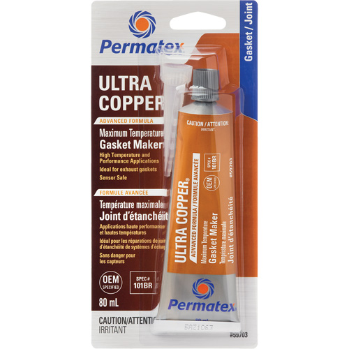 Ultra Copper&reg; Gasket Maker, 80 ml, Tube, Copper Ontario Packaging