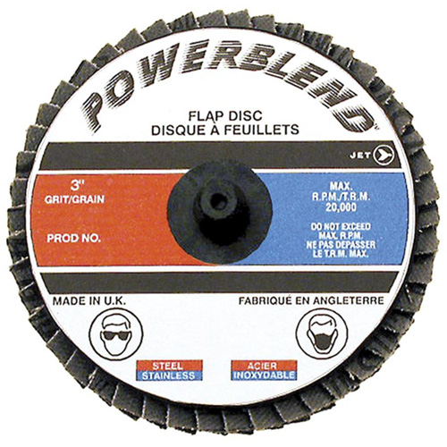 POWERBLEND Roll-on Flap Disc, 2" x Type R, Z120 Grit, Zirconia Alumina Ontario Packaging