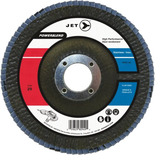 POWERBLEND Flap Disc, 4-1/2" x 7/8", Type 29, Z120 Grit, Zirconia Alumina Ontario Packaging