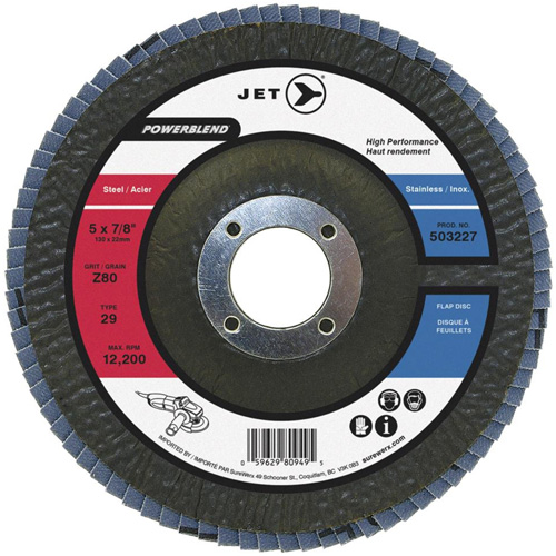 PowerBlend Flap Disc, 7" x 7/8", Type 29, Z40 Grit, Zirconia Alumina Ontario Packaging