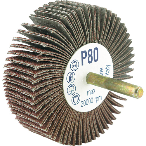 Shaft Mounted Flapwheel, 80 Grit, 3" x 1/4" Ontario Packaging
