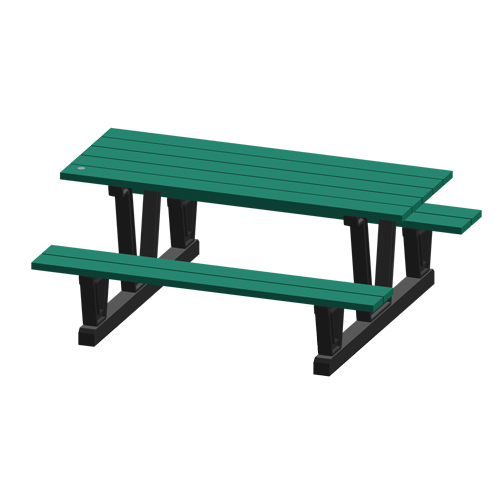 Recycled Plastic Outdoor Picnic Tables, 72" L x 60-5/16" W, Green Ontario Packaging