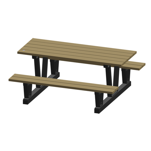 Recycled Plastic Outdoor Picnic Tables, 72" L x 60-5/16" W, Sand Ontario Packaging