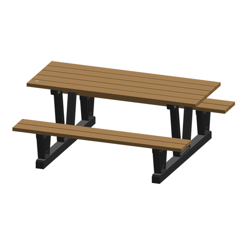 Recycled Plastic Outdoor Picnic Tables, 72" L x 60-5/16" W, Redwood Ontario Packaging