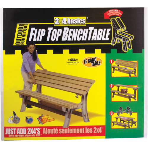 Banc/table de parc &agrave; dessus convertible Basics, Plastique, 96" lo x 26" la x 34" h, Sable Ontario Packaging