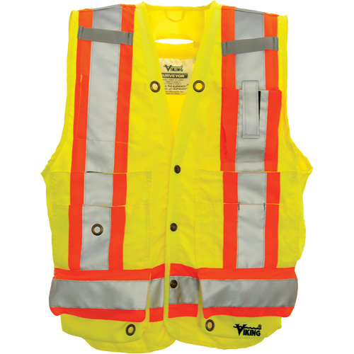Surveyor Safety Vest, High Visibility Lime-Yellow, Large, Polyester Ontario Packaging