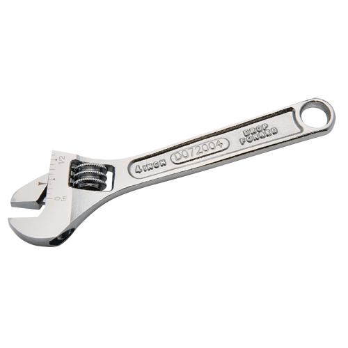Adjustable Wrench, 4" L, 1/2" Max Width, Chrome Ontario Packaging