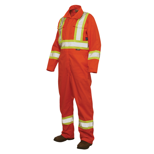 Combinaison de s&eacute;curit&eacute; non doubl&eacute;e, Grand, Orange haute visibilit&eacute; Ontario Packaging