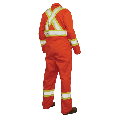 Combinaison de s&eacute;curit&eacute; non doubl&eacute;e, Grand, Orange haute visibilit&eacute; Ontario Packaging