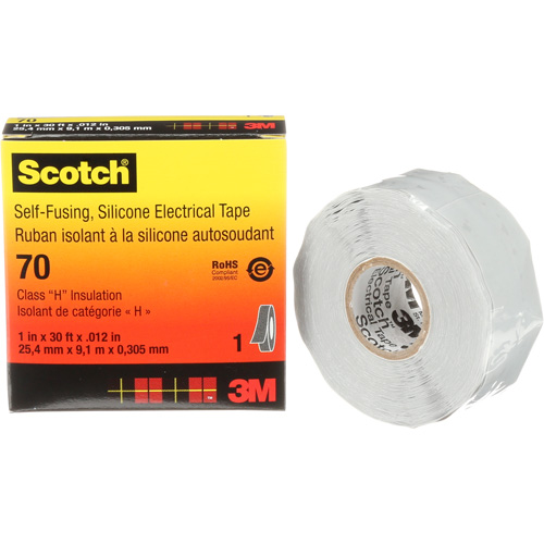 Scotch&reg; Self-Fusing Silicone Rubber Electrical Tape, 25.4 mm (1") x 9 m (30'), Grey, 12 mils Ontario Packaging