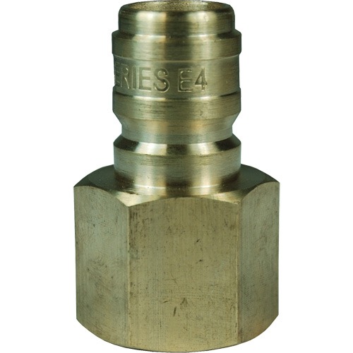 DQC E-Series Straight Through Interchange Plug, Brass, 3/4", Female NPTF, 1700 PSI Ontario Packaging