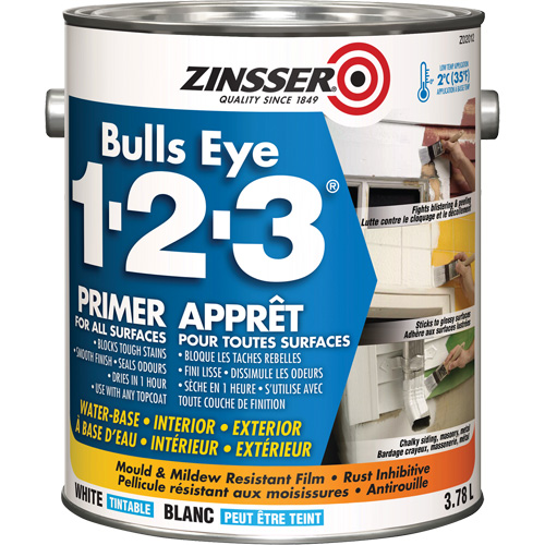 Appr&ecirc;t &agrave; base deau Bulls Eye 1-2-3, 3,78 L, Gallon, Blanc Ontario Packaging