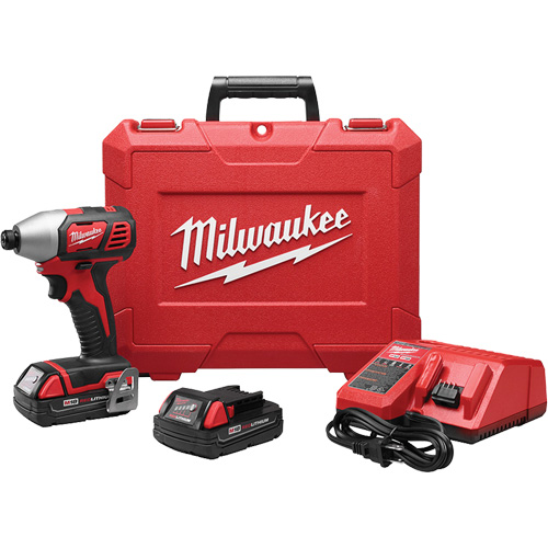 M18 Cordless Hex Impact Driver Kit, 1/4", 1500 in-lbs Max. Torque, 18 V, Lithium-Ion Ontario Packaging