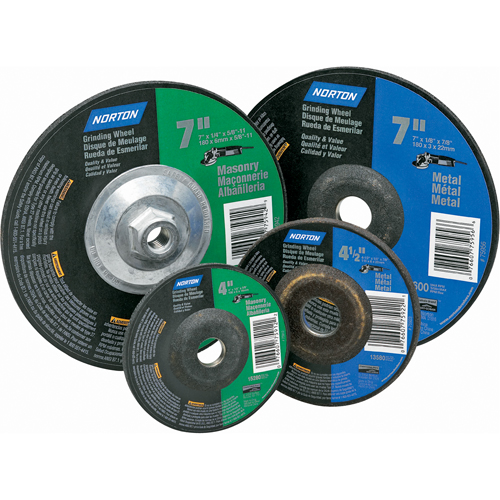 Gemini&reg; Depressed Centre Grinding Wheels, 4" x 1/4", 5/8" Arbor, Aluminum Oxide, Type 27 Ontario Packaging