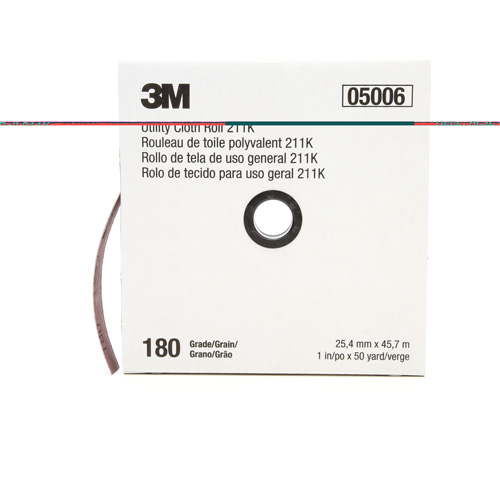 Rouleau de toile abrasive utilitaire 211K, Oxyde d'aluminium, 1" la x 150' lo, Grain 180 Ontario Packaging