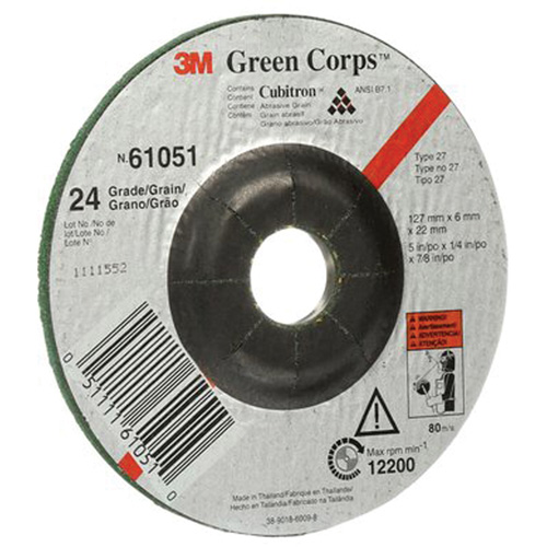 Meule flexible Green Corps, 5" x 1/4", Arbre 7/8", C&eacute;ramique, Type 1 Ontario Packaging