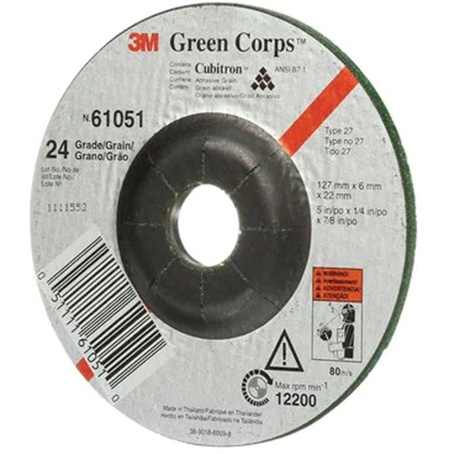 Meule flexible Green Corps, 5" x 1/4", Arbre 7/8", C&eacute;ramique, Type 1 Ontario Packaging