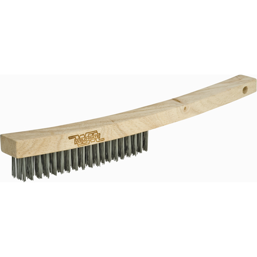 Long Handle Industrial-Duty Scratch Brush, Carbon Steel, 3 x 19 Wire Rows, 13-3/4" Long Ontario Packaging
