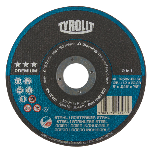 Meule &agrave; tronçonner 2-en-1 de premi&egrave;re qualit&eacute; Thincut, 5" x 0,045", Arbre de 7/8", Type 1, Oxyde d'aluminium, 12250 Tr/min Ontario Packaging