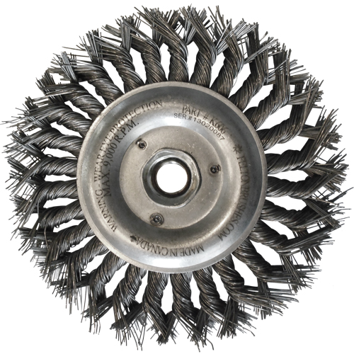 Wire Wheel Brushes, 6" Dia., 0.014" Fill, 5/8"-11 Arbor, Steel Ontario Packaging