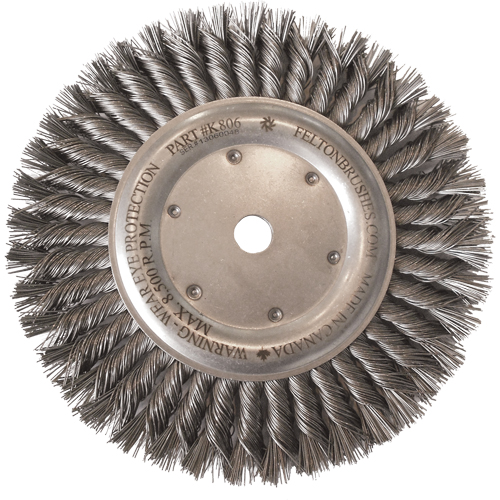 Wire Wheel Brushes, 8" Dia., 0.014" Fill, 5/8"-11 Arbor, Steel Ontario Packaging
