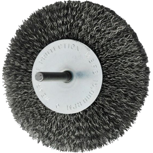 Circular Crimped Wire End Brushes, 4", 0.008" Fill, 1/4" Shank Ontario Packaging