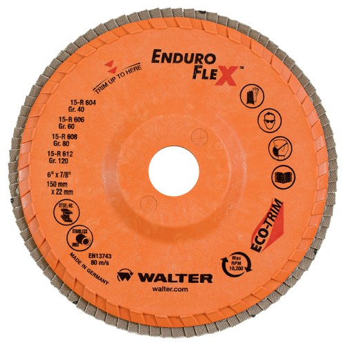 Enduro-Flex Flap Wheels, 6" x 7/8", Type 27, 40 Grit, Zirconium Ontario Packaging