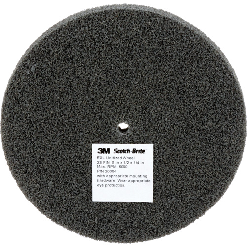 Meule unitaris&eacute;e EXL Scotch-Brite, 5" x 1/2", Arbre de 1/4", Grain de Fin, Carbure de silicium Ontario Packaging