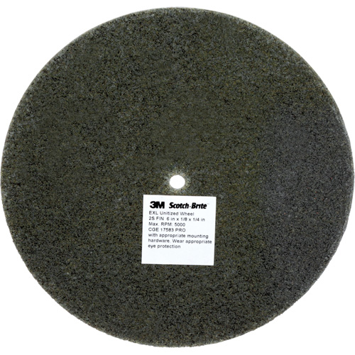 Meule unitaris&eacute;e EXL Scotch-Brite, 6" x 1/8", Arbre de 1/4", Grain de Fin, Carbure de silicium Ontario Packaging