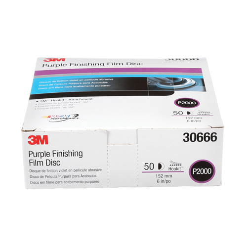 Hookit Finishing Film Disc, 6" Dia., P2000 Grit, Aluminum Oxide, Film Ontario Packaging