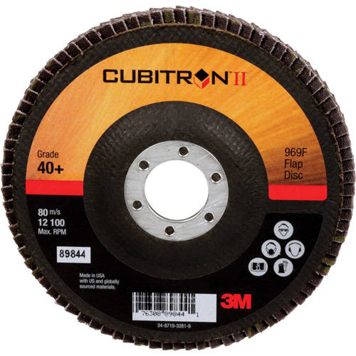 Cubitron II 969F Flap Disc, 5" x 7/8", Type 27, 40+ Grit, Ceramic Ontario Packaging