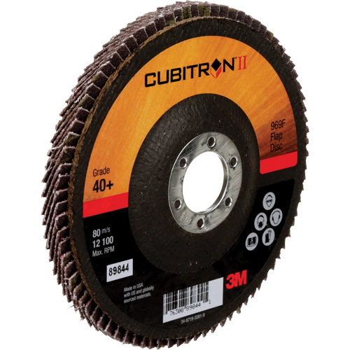Cubitron II 969F Flap Disc, 5" x 7/8", Type 27, 40+ Grit, Ceramic Ontario Packaging