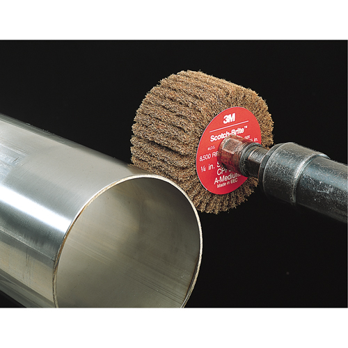 Scotch-Brite Flap Brushes, 2" Dia. x 1" W, 1/4" Arbor, Aluminum Oxide Ontario Packaging