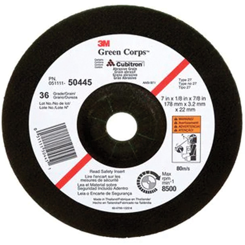 Meule &agrave; moyeu d&eacute;port&eacute; Green Corps, 7" x 1/8", Arbre 7/8", C&eacute;ramique, Type 27 Ontario Packaging
