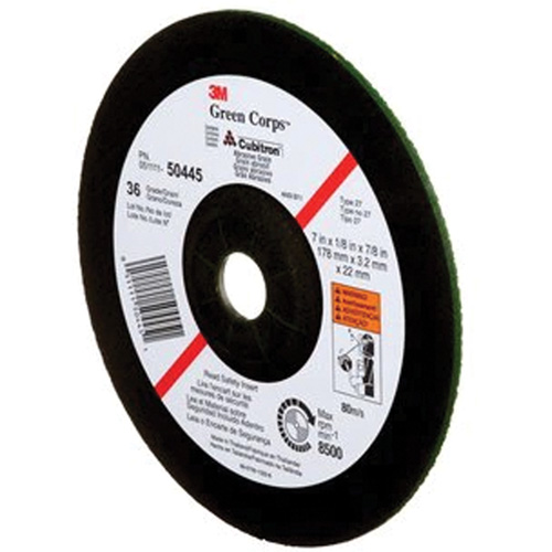 Meule &agrave; moyeu d&eacute;port&eacute; Green Corps, 7" x 1/8", Arbre 7/8", C&eacute;ramique, Type 27 Ontario Packaging